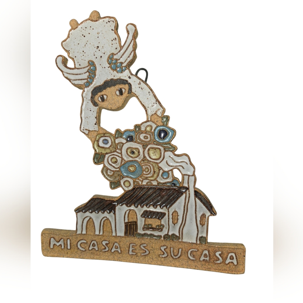 Pottery Folk Art Mi Casa Es Su Casa St. Andrew's Abby Angel Ceramic Wall Art